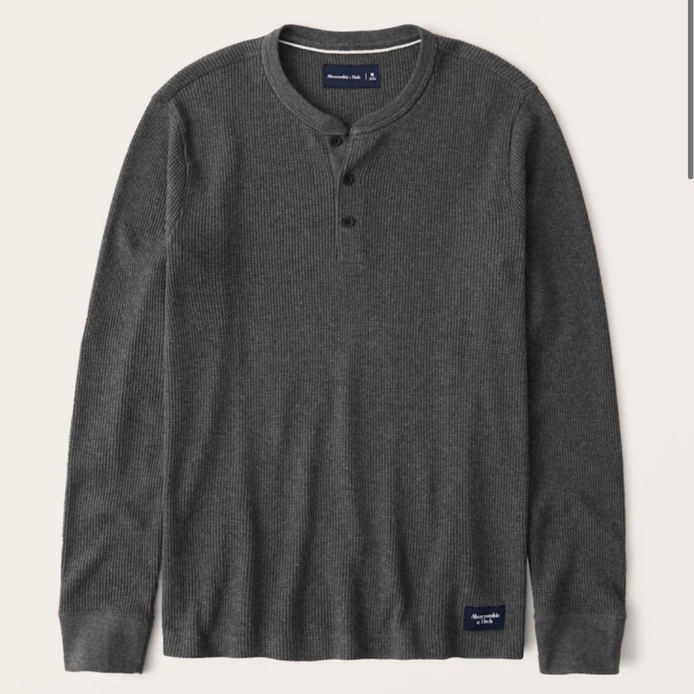 Abercrombie & Fitch Long Sleeve Henley Waffle Knit